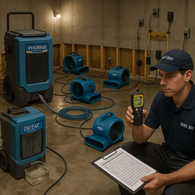 Structural Drying and Dehumidification process in Brookdale, CA